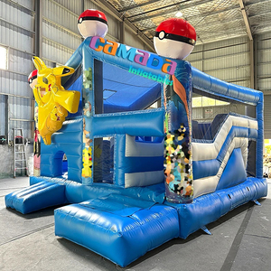 Château gonflable commercial avec toboggan en PVC, personnages de dessins animés pour enfants, <span class=keywords><strong>PIKACHU</strong></span>, maison de rebond gonflable, combo pour location de fête - Product Image 3