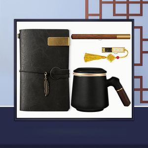 Elegant Chinese Style Ceramic Gift <b>Set</b> with <b>Notebook</b> <b>Pen</b> & USB Drive - Premium Corporate Souvenir Gift - Product Image 3