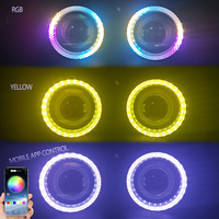 IDISON 5D-30O LED yeux d'ange accessoires de voiture masque de lentille de projecteur universel 12v 2.5 3 ''rond rgb Mobile APP contrôle couverture de carénage