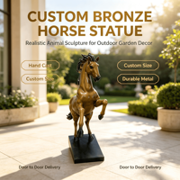 STATUE DE CHEVAL EN BRONZE PERSONNALISÉE Sculpture animale réaliste moulée à la main Taille personnalisée Décoration de jardin extérieur Maison OEM ODM