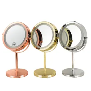 Greenfrom 1x/3x/5x/7x/10x Custom Desk Tabletop Adjustable Stand Illuminated Makeup Mirror With Led Light
