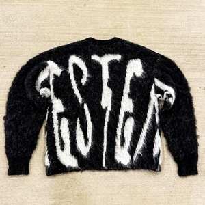 Pulls en mohair brossé personnalisés avec logo Nior, tricotés en jacquard, pulls en mohair mélangé pour hommes - Product Image 1
