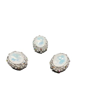 Perle ovale en alliage électroplaqué double face avec incrustation de diamants pour la fabrication de bijoux DIY, petite taille - Product Image 5