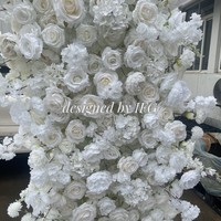 IFG dekorasi latar belakang pernikahan, desain unik 2.4m warna putih bunga buatan lengkungan sutra mawar untuk pernikahan