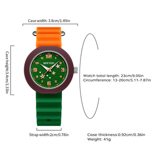 SANDA 9123 Montre à quartz pour enfants de 6 à 12 ans, bracelet en silicone, montre-bracelet tendance pour enfants, avec blocs de couleur, pour les examens - Product Image 5