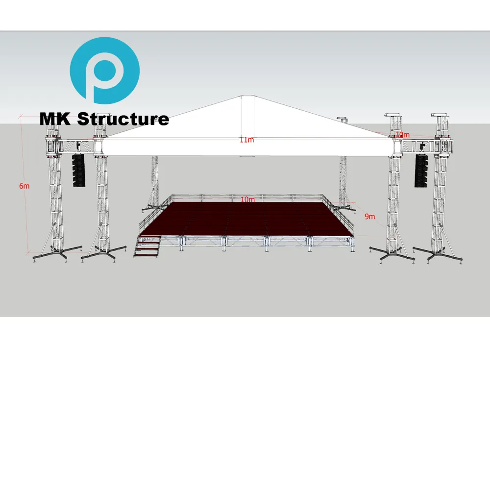 Mobile LED-Bildschirm anzeige Fachwerk bühne Aluminium DJ 290x290 3M Tragbare Bühne Aluminium legierung Fachwerk