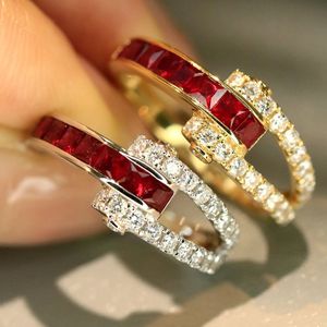 Xinfly Luxury 18K Gold <b>Fine</b> <b>Ring</b> 0.6CT Natural Ruby and 0.42CT Natural Diamond for Ladies' Parties - Product Image 1