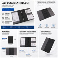 Porte-documents de voiture en cuir Hibiscus Haoran OEM, organisateur de rangement automobile personnalisé avec logo, cadeaux promotionnels, porte-documents de voiture en gros