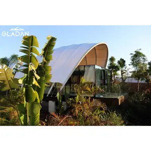 定制最新设计漂亮PVDF建筑野营酒店帐篷玻璃小房子平板豪华预制度假村