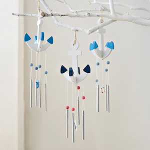 Carillon à vent en forme d'ancre méditerranéenne, tube musical en métal, style océan, décoration murale pour la maison, 4 pièces - Product Image 2