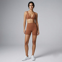 Ensemble de yoga 2 pièces pour femme, soutien-gorge de sport à dos échancré et short cycliste taille haute, tenue de sport séchage rapide effet push-up pour la gym