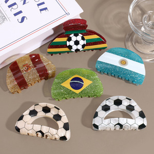 Pince à cheveux créative à thème football, motif drapeau national, en plastique, type requin, accessoire pour femmes <span class=keywords><strong>et</strong></span> filles, vente chaude - Product Image 2