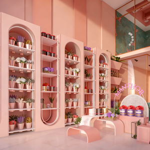 ตู้โชว์ดอกไม้สีชมพูปรับแต่งได้สำหรับย่านที่สร้างสรรค์ทางวัฒนธรรมร้านบูติกในเมืองที่สะดุดตาความลับทางอินเทอร์เน็ต - Product Image 5