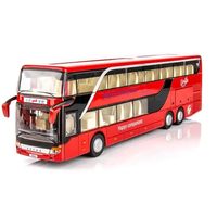Autobús de Dos Pisos a Escala 1/30 con Sonido y Luces, Puertas Abribles, Modelo de Metal Fundido a Presión, Juguete para Niños, Regalos