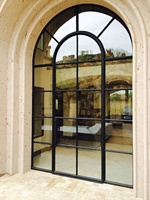 Buen precio puerta de cristal de hierro puertas de doble entrada arqueadas
