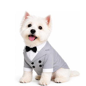 Qiqu Pet Supplies – Nouvelle tenue de créateur personnalisée pour bouledogues, costume de chien formel avec nœud papillon <span class=keywords><strong>noir</strong></span>, vêtements de mariage pour pugs - Product Image 1