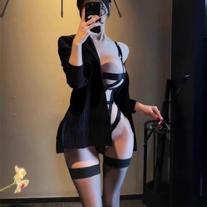 Tenue de <span class=keywords><strong>secrétaire</strong></span> sexy croisée, combinaison évidée une pièce, lingerie coquette, bondage SM, pour femmes adultes, pour les jeux romantiques - Product Image 6