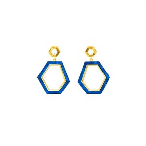 Pendientes de Moda con Forma de Hexágono Azul, Chapados en Oro PVD, Acero Inoxidable 316L, Sostenibles y Resistentes - Product Image 2