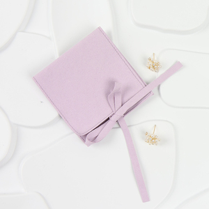 MOJIU Custom Logo Microfiber Jewelry Pouches 8*8cm Light Purple <b>Envelope</b> Flap Suede Earring Necklace Microfiber Jewelry Display - Product Image 1