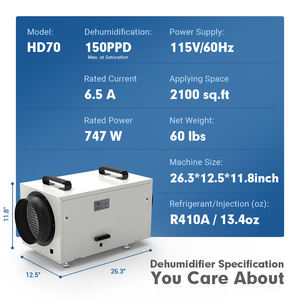 Nouveaux produits 2022 Déshumidificateur commercial innovant pour sous-sol et espace rampant 70 PPD Duct - Product Image 5