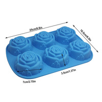 6 cavités grande fleur de rose moule en silicone moule en résine écologique pour gâteau chocolat bonbons glaçon fabrication de savon