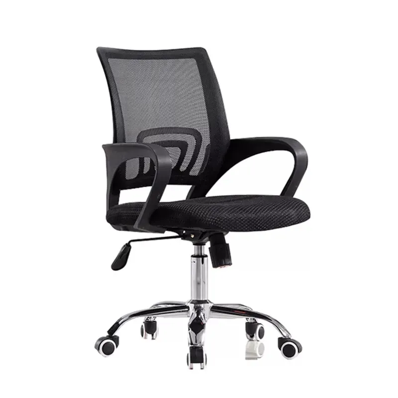 Modern Office Chair Ajustável Ergonômico Preto Cadeira Giratória com Malha Metal Tecido Ferro PP Nylon para Uso Do Hotel