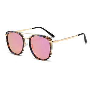 New Coming Trendy Square <b>Mirror</b> Sunglasses with Copper Frame & <b>Acrylic</b> Lenses Custom Logo UV400 Protection Unisex - Product Image 2