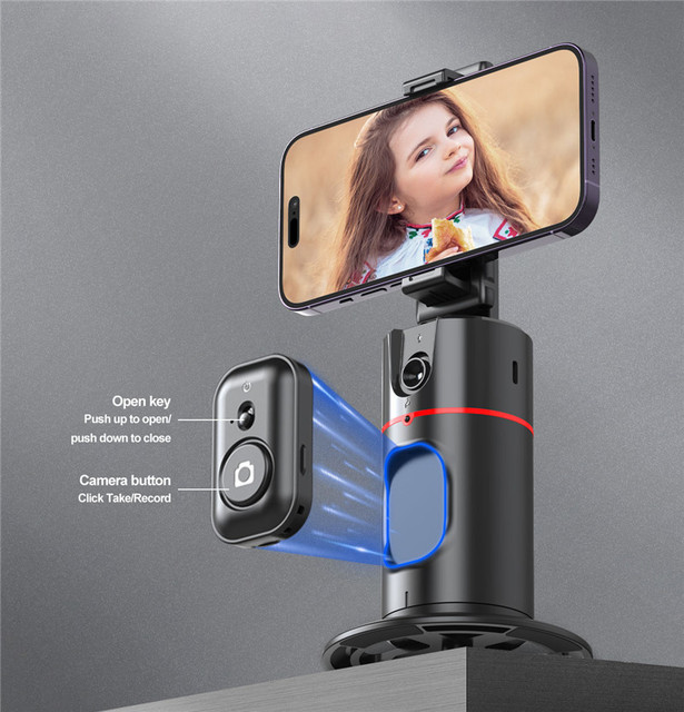 OEM P02 360 Degree AI Smart Auto Face Tracking Desktop TicTok Mobile Phone Holder Selfie Gimbal Stabilizer