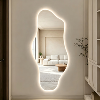 Miroir de dressing pleine longueur LED ondulé irrégulier de luxe, rétroéclairé, HD, pour salon, chambre, salle de bain, décoration intérieure
