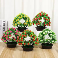 Set Bonsai Bunga Campuran Sutra Buatan Dekorasi Meja Rumah Kembali ke Sekolah Tahun Baru Imlek Buatan Cina