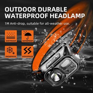 Lampe frontale LED portable super lumineuse, étanche, rechargeable par USB, avec détecteur de mouvement, pour le camping et les situations d'urgence en extérieur - Product Image 2