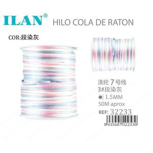 Cordoncino Ilan Rattail 1,5 mm 50 m grigio tinto a sezioni per lavori artigianali - Product Image 1