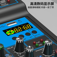 Table de mixage audio RGB 4 canaux avec microphone sans fil, interface audio avec effets lumineux pour le streaming en direct et l'enregistrement