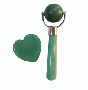 Rodillo de jade y gua sha de aventurina verde, tamaño mini, herramientas de belleza para lifting facial, regalo. - Product Image 1