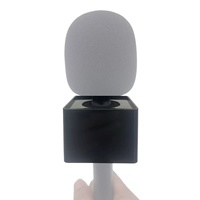 Boîte de Logo Drapeau pour Microphone Dynamique 2-en-1 Adaptateur Portable Support de Tige avec Bonnette Anti-Vent en Mousse pour Rode DJI Interview Go Mic
