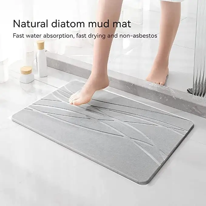 Venda quente Diatomácea Terra Banho Mat Antiderrapante Gravado Pedra Banho Mat Super Absorvente Secagem Rápida Chuveiro Mat Natural