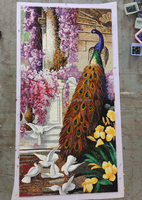 Foshan fournitures motif personnalisé coupe à la main verre Art Mural mur mosaïque carreaux paon oiseau pour bureau à domicile salon hôtel