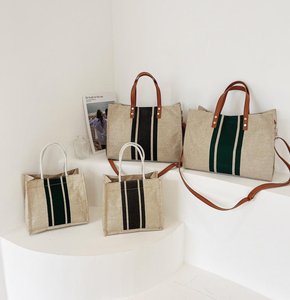 Sac fourre-tout en lin réutilisable avec logo personnalisé, sac de shopping en tissu durable pour femmes - Product Image 4