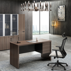 Bureau de travail exécutif convertible de style artisan moderne, réglable, double paroi, peint en couleur, en panneaux de particules, pour le bureau - Product Image 1