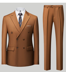Ternos Masculinos Slim Fit 2 Peças <span class=keywords><strong>Blazer</strong></span> Dupla Frente Conjunto de Terno para Homens Casual Casamento Negócios - Product Image 1