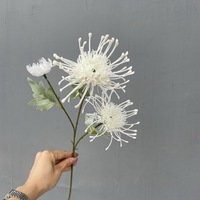 Fleurs artificielles à 3 têtes en forme de coussin à épingles, fleurs artificielles en soie Protea, cactus crabes dorés, décoration de mariage, utilisation intérieure et extérieure, florale