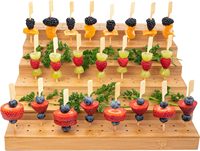 Fournitures de fête de mariage support de nourriture à six niveaux porte-brochette présentoir de nourriture en bambou buffet cocktails traiteur événements à vendre