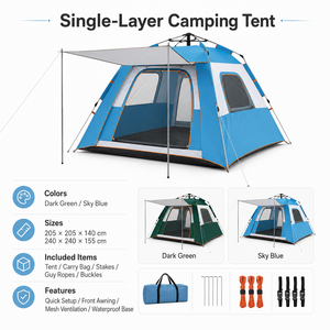 Carpa de <span class=keywords><strong>Camping</strong></span> de Cuatro Estaciones de Montaje Rápido, con Postes de Fibra de Carbono, Base Impermeable, Apertura Automática, Refugio Exterior para 3-4 Personas, Protección UV - Product Image 4