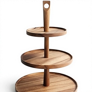 <b>3</b>-<b>Tier</b> Round Wood <b>Cake</b> <b>Stand</b> Handmade Circle Dessert Display Pedestal for Wedding Birthday Party Home Hotel - Product Image 3