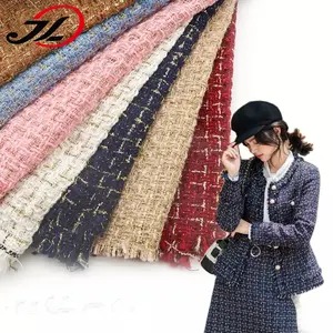 Hotsale Colorful Metallic Plaid Check Woven Woolen Yarn Dyed Tweed Fabric For Clothing