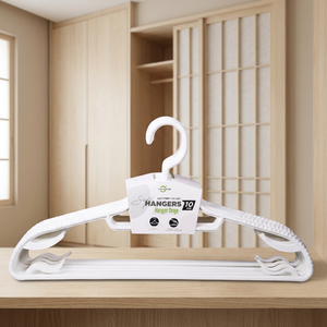 PP <b>Plastic</b> Injection-Molded Slim Single-Tier Heavy Duty White Garment Hanger for Wardrobe - Product Image 2