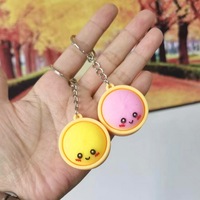 Porte-clés décoratif mignon pour sac, jouet anti-stress en PVC souple, accessoires de porte-clés dessin animé Baozi Dumpling