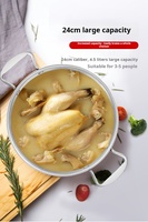Marmite à soupe en acier inoxydable de 24 cm avec logo personnalisé, design moderne, résistante au lave-vaisselle et au four