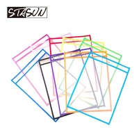 STASUN Poche effaçable à sec Poche d'écriture éducative pour enfants Pratique du dessin PVC transparent PET Poches effaçables à sec réutilisables Manches