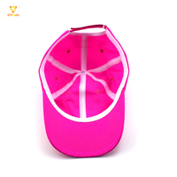 Casquette de sport imperméable à 6 panneaux non structurée en nylon uni de couleur rose fluo en gros